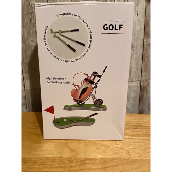 Golf Pen Holder Present - High Simulation Golf Ball Bag Model Desk Decoration - Picture 1 of 6